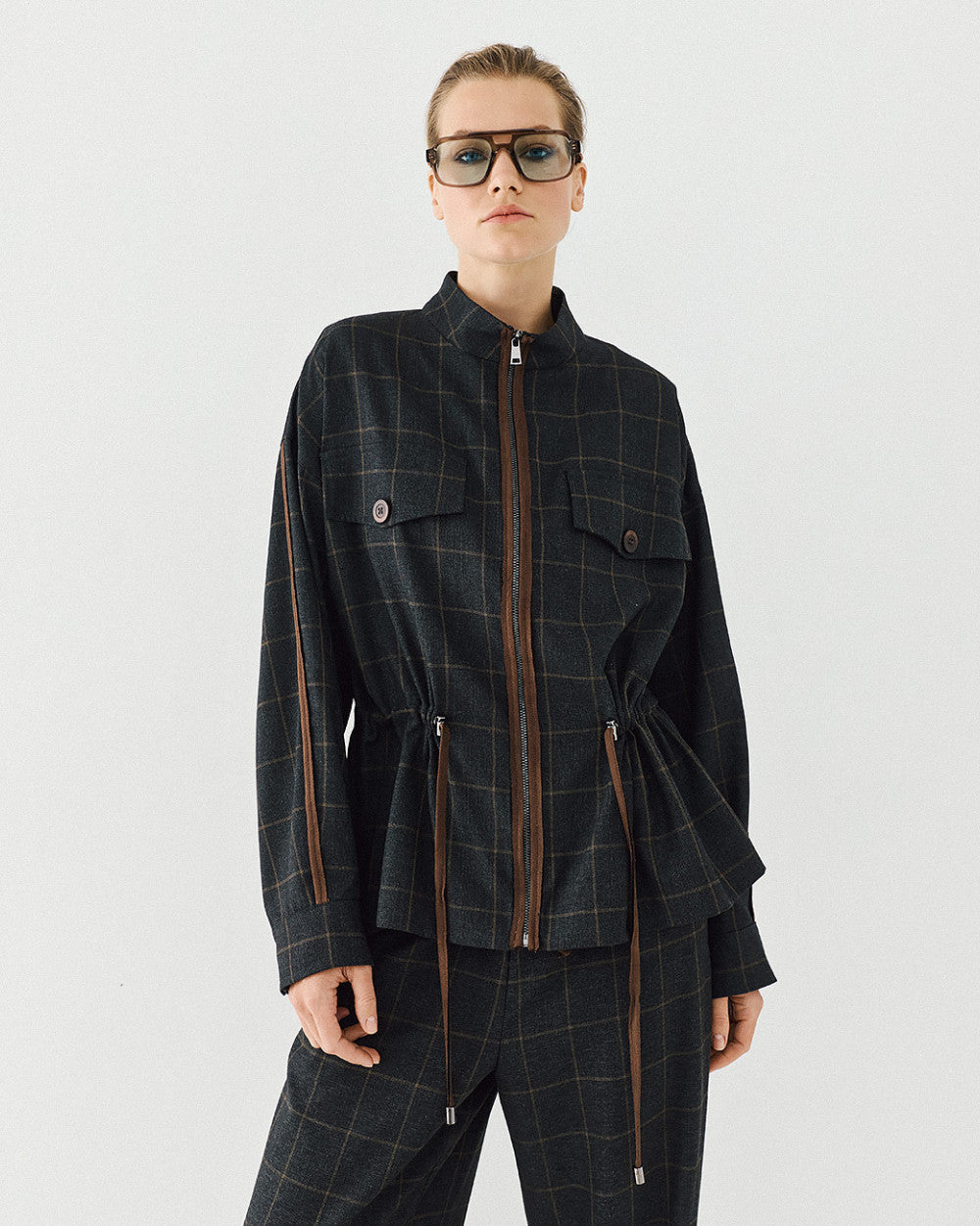 Access Fashion Plaid Coal Jacket