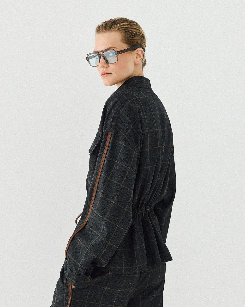 Access Fashion Plaid Coal Jacket