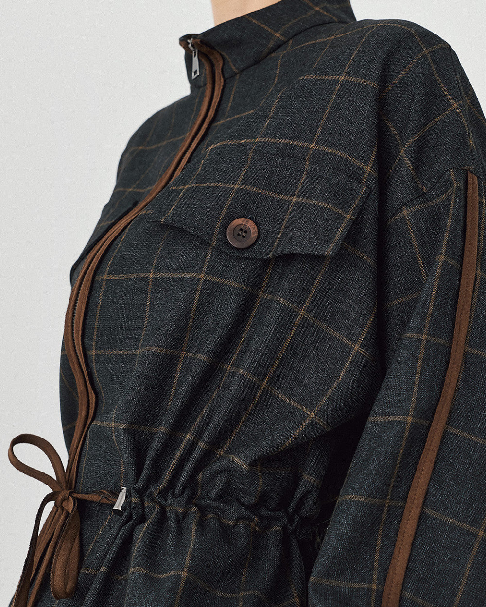 Access Fashion Plaid Coal Jacket