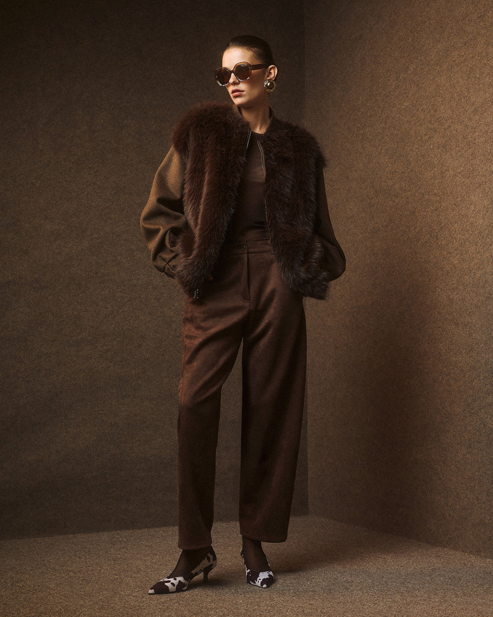 Access Fashion Faux Fur Coffee Jacket