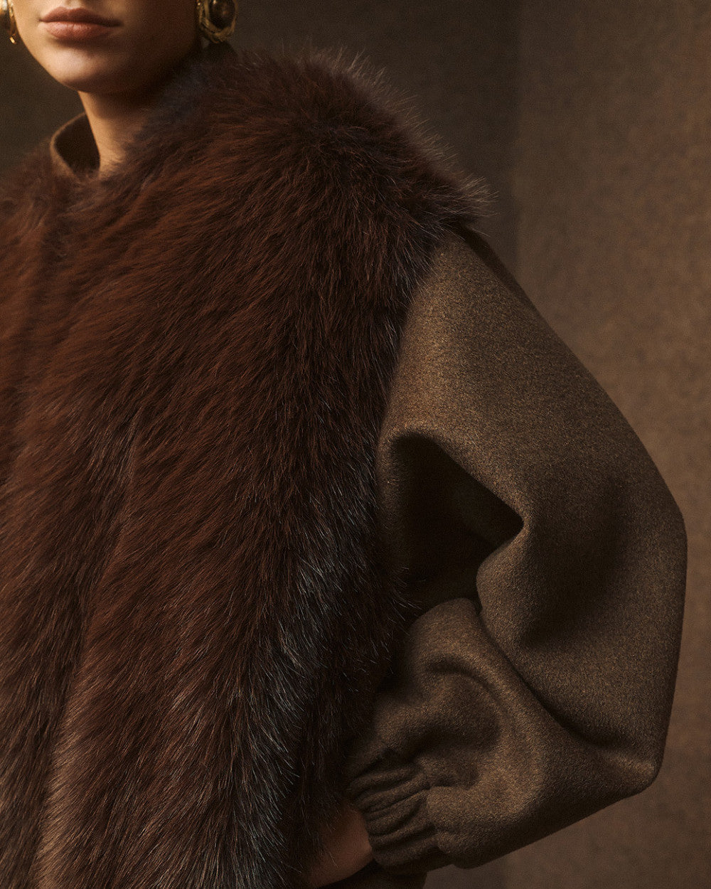 Access Fashion Faux Fur Coffee Jacket