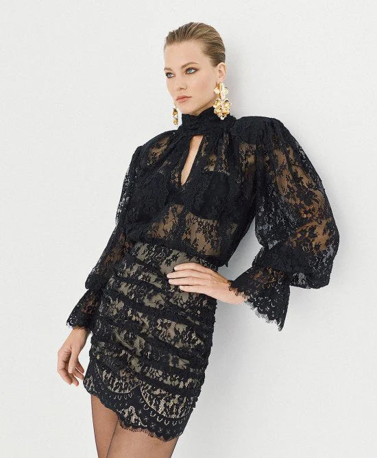 Access Fashion Black Lace Tie With Tie Neck