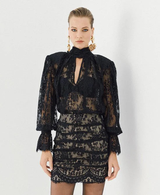 Access Fashion Black Lace Tie With Tie Neck