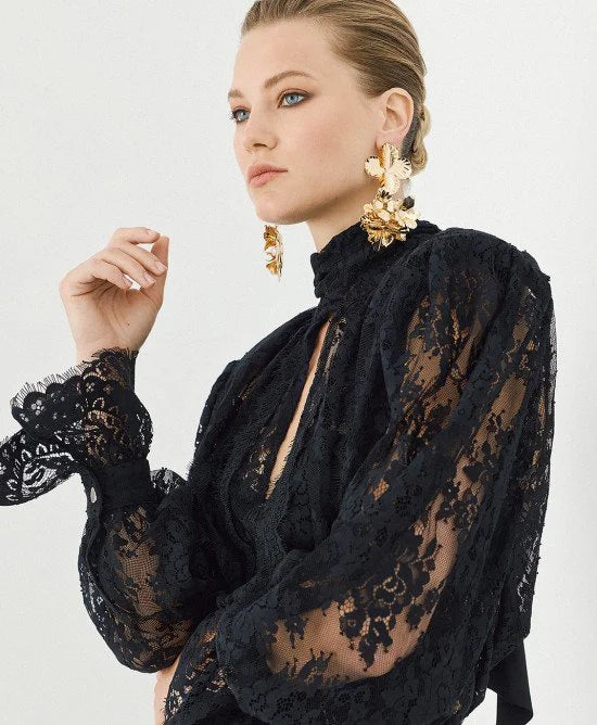 Access Fashion Black Lace Tie With Tie Neck