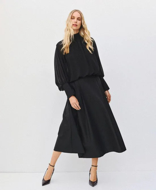 Access Fashion Black Sheer Balloon Blouse