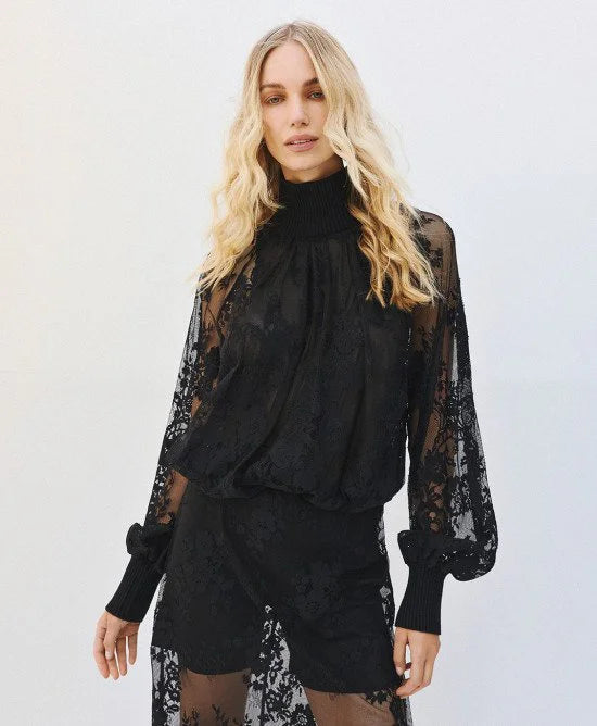 Access Fashion Turtle Neck Lace Top