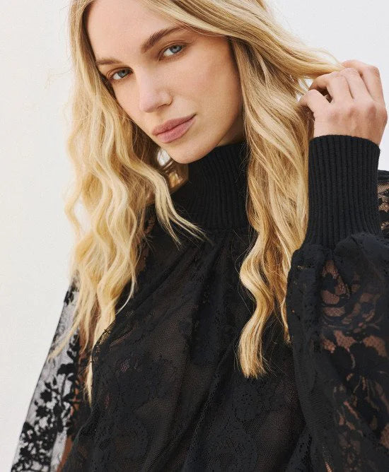 Access Fashion Turtle Neck Lace Top