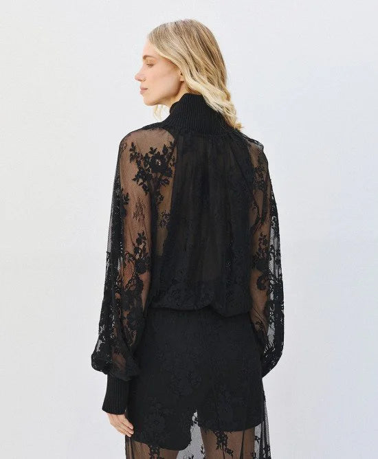 Access Fashion Turtle Neck Lace Top
