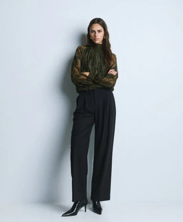 Access Fashion Turtle Neck Olive Lace Top