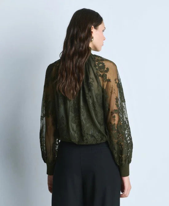 Access Fashion Turtle Neck Olive Lace Top