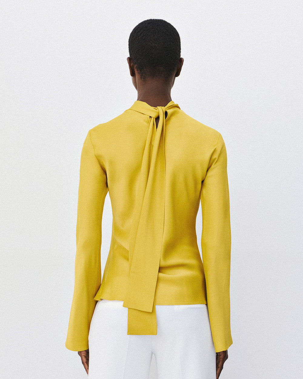 Access Fashion Lime Satin Blouse With Scarf Effect