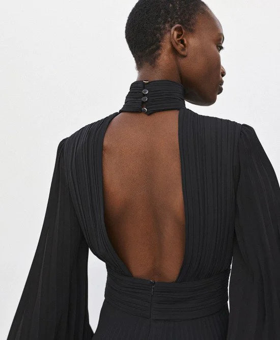 Access Fashion Pleated Mini Black Dress