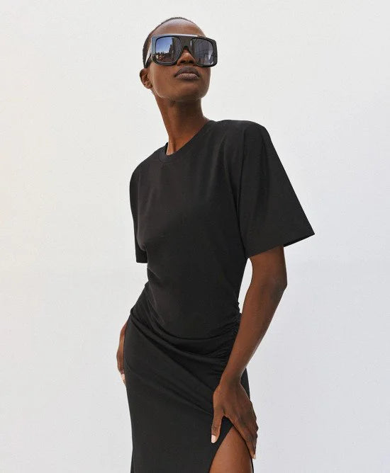 Access Fashion Black Midi Dress With Ruching