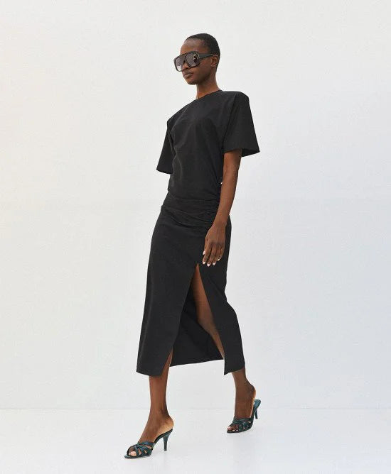 Access Fashion Black Midi Dress With Ruching