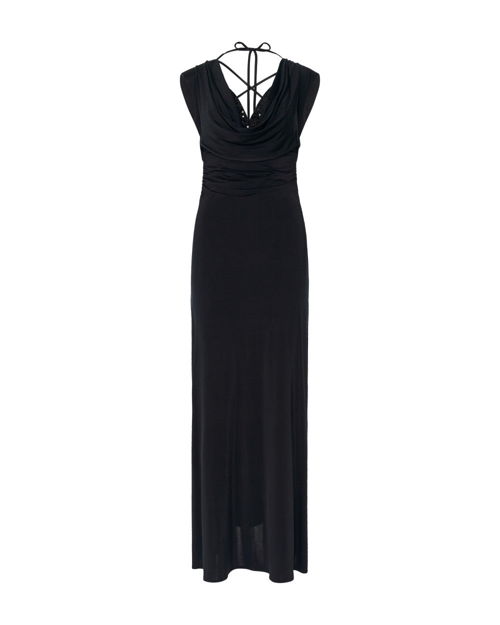 Access Fashion Black Draped Back Dress
