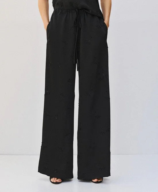 Access Fashion Black Satin Wide Leg Pants