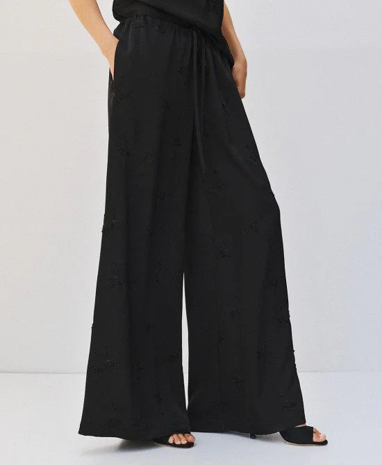 Access Fashion Black Satin Wide Leg Pants