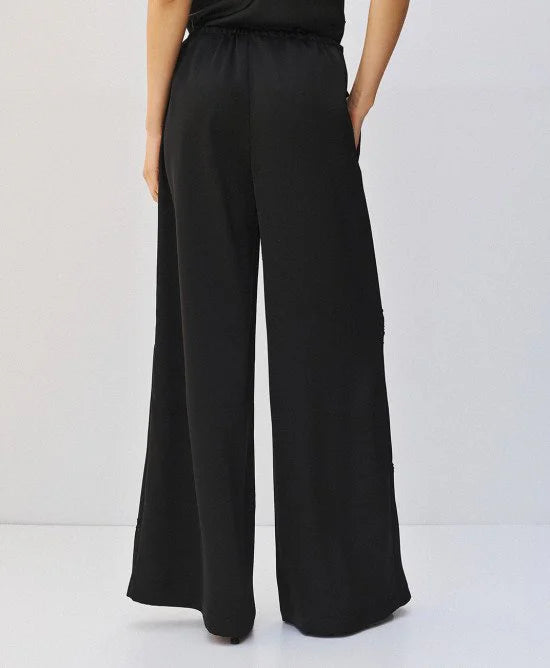 Access Fashion Black Satin Wide Leg Pants