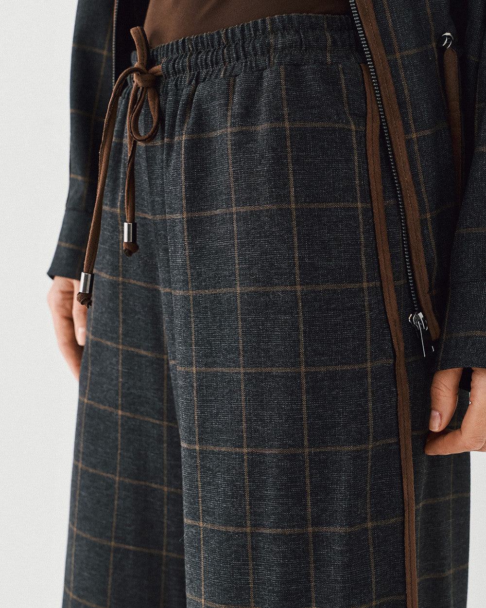 Access Fashion Plaid Trousers With Elasticated Waist