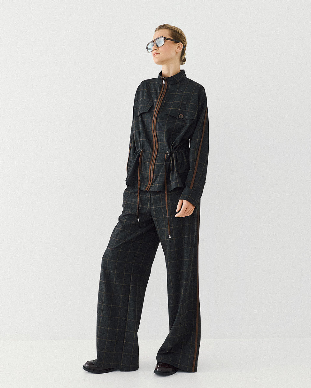 Access Fashion Plaid Trousers With Elasticated Waist
