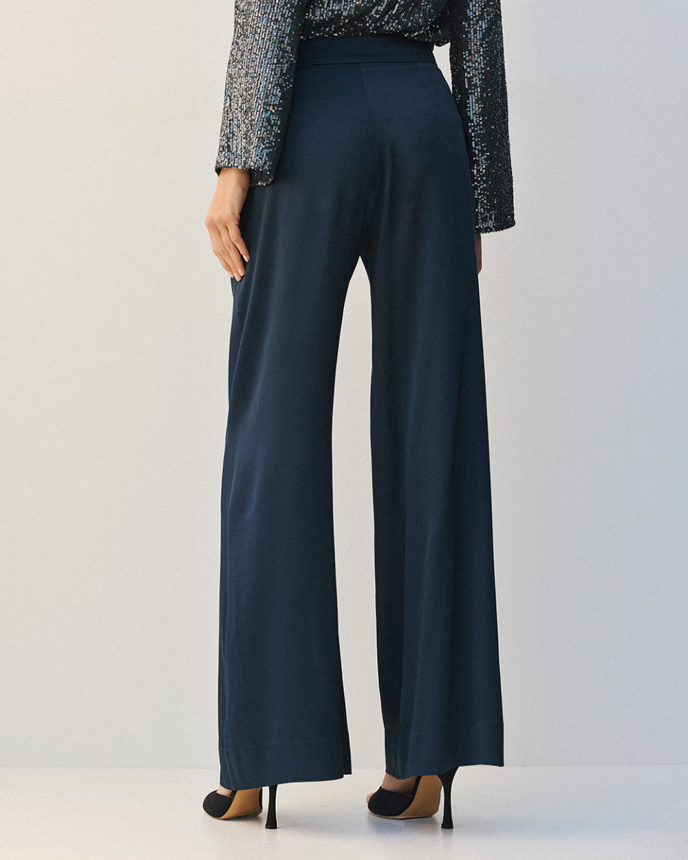 Access Fashion Satin Blue Wide Leg Trousers
