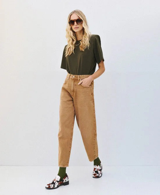 Access Fashion Camel High Waisted Carrot Leg Denims