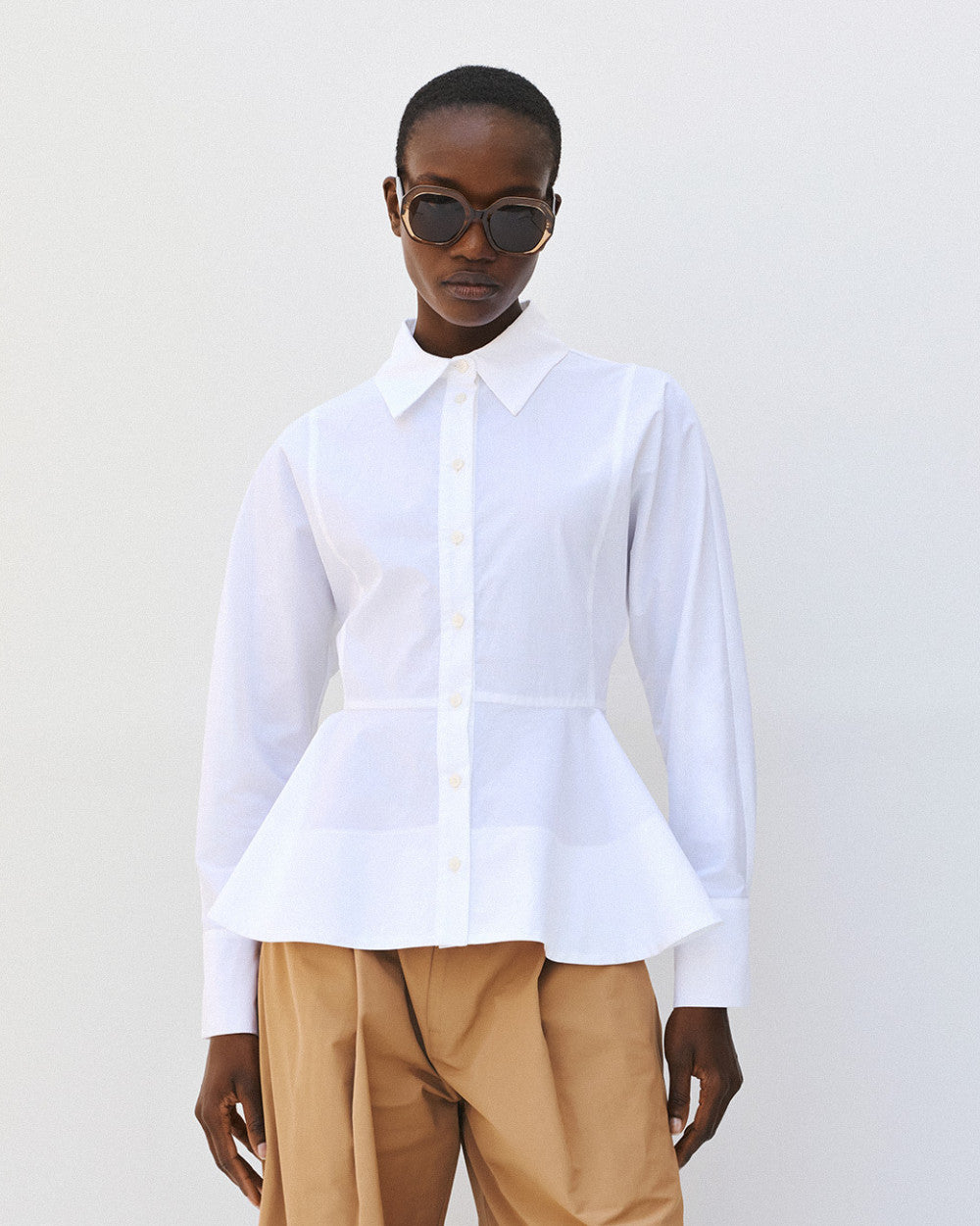 Access Fashion White Shirt With A Peplum Hem