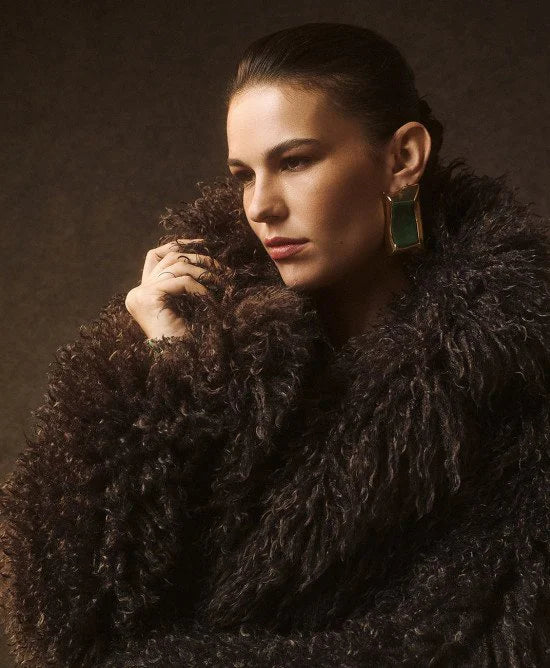 Access Fashion Coffee Faux Fur Jacket with Lapel Jacket