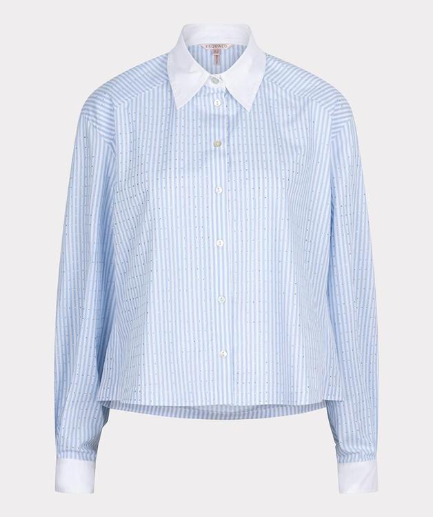 Esqualo Blue Off White Rhinestones Blouse
