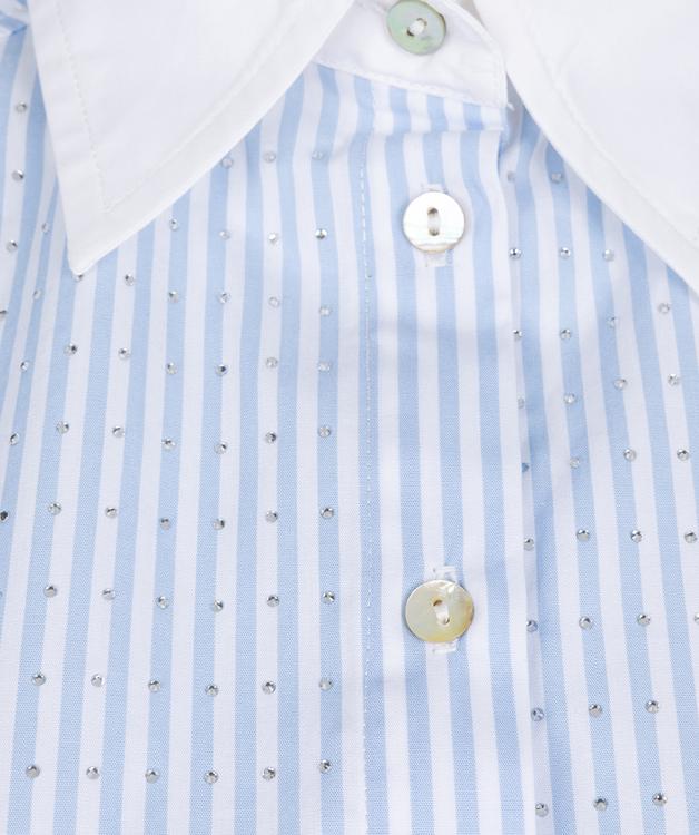 Esqualo Blue Off White Rhinestones Blouse