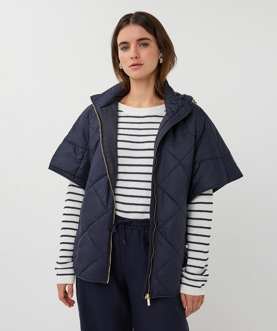 Esqualo Hooded Navy Quilted Jacket