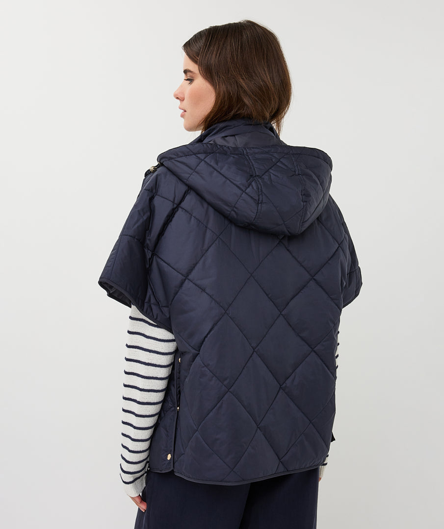 Esqualo Hooded Navy Quilted Jacket