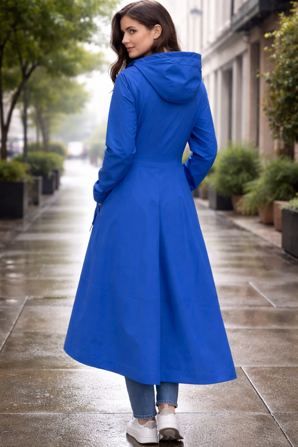 Sheena's Waterproof Hooded Raincoat -  Electric Blue