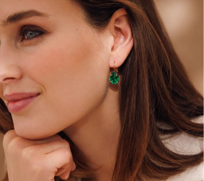 Caroline Svedbom Mini Drop Clasp Majestic Green Earrings