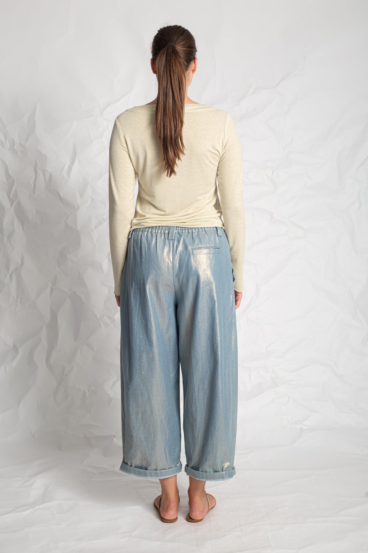 Les Filles D&#39;Ailleurs Metallic Gold Cotton Jeans