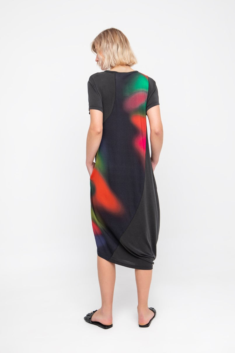 Ozai N Ku Red Blotched Cocoon Dress