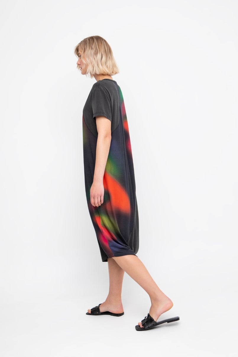 Ozai N Ku Red Blotched Cocoon Dress