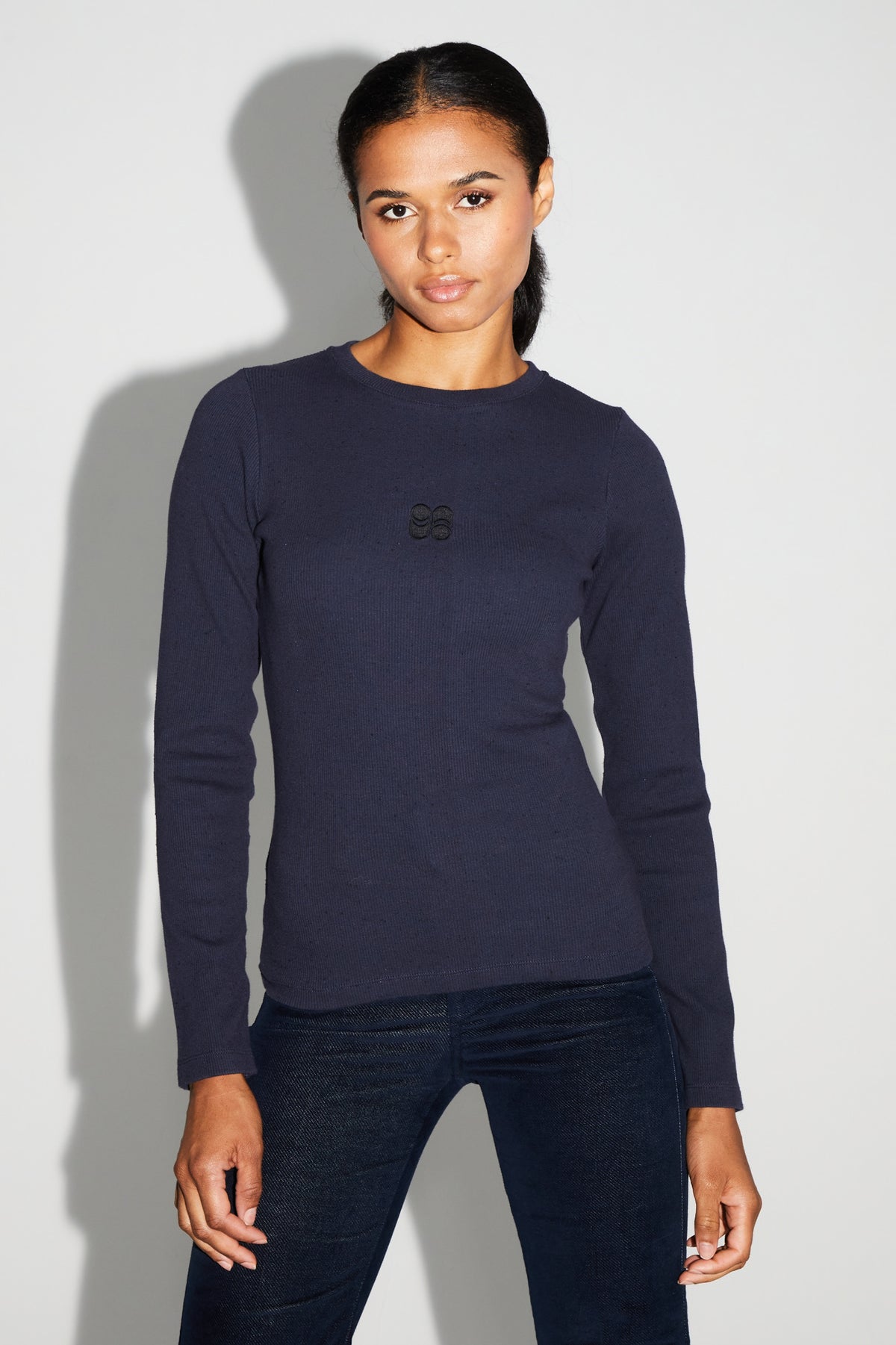 IMPREVU Essential Long Sleeved Ribbed Navy Sweatshirt