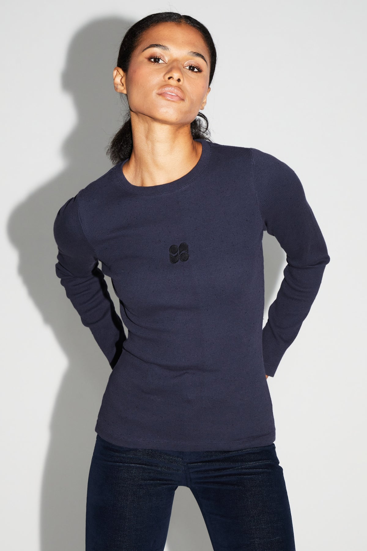 IMPREVU Essential Long Sleeved Ribbed Navy Sweatshirt