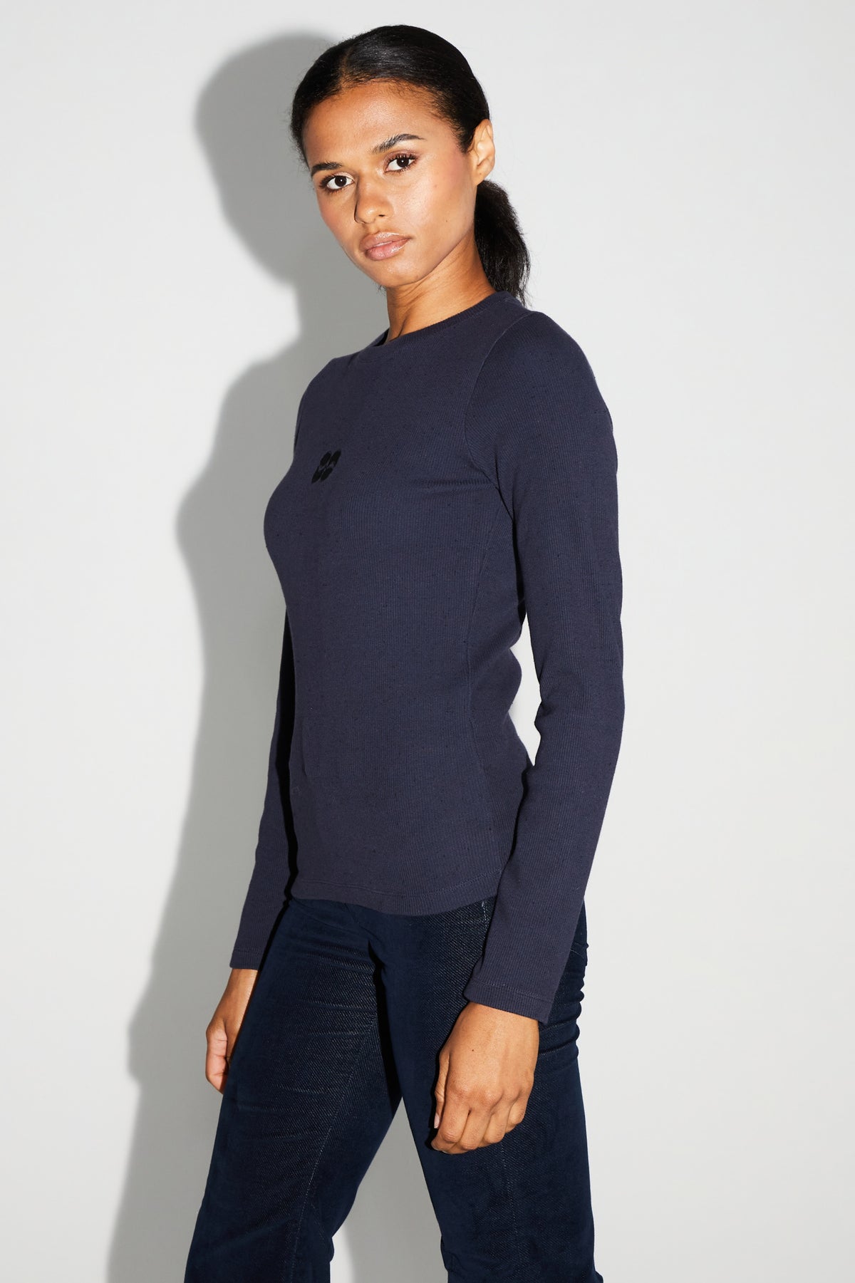 IMPREVU Essential Long Sleeved Ribbed Navy Sweatshirt