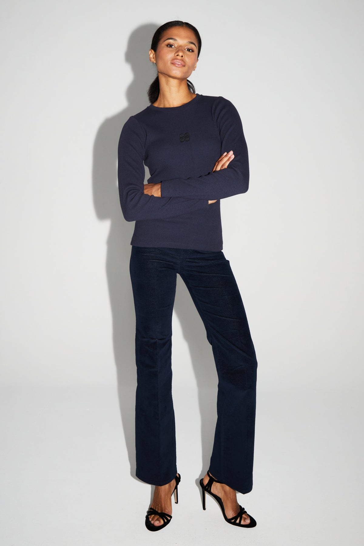 IMPREVU Essential Long Sleeved Ribbed Navy Sweatshirt