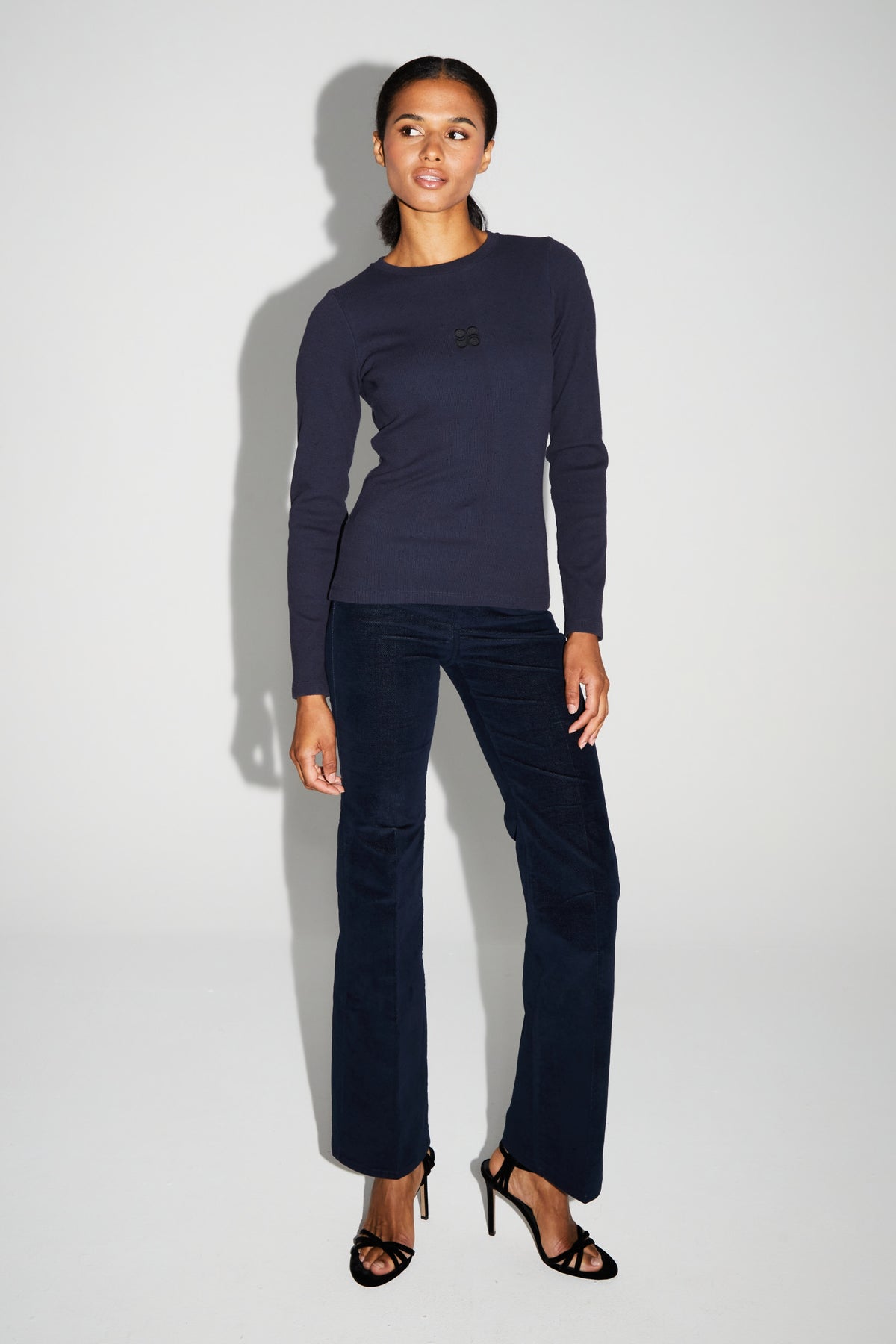IMPREVU Essential Long Sleeved Ribbed Navy Sweatshirt