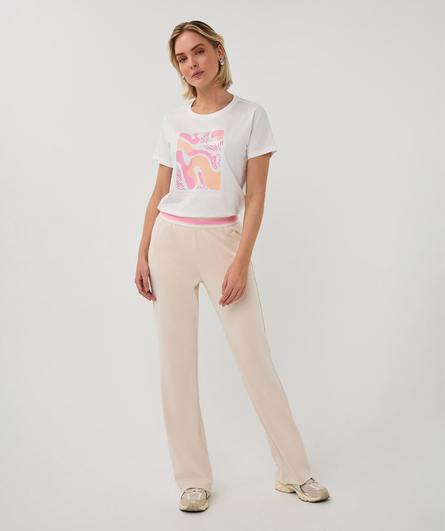 Esqualo T-Shirt 'Paris' - Off-White/Rose