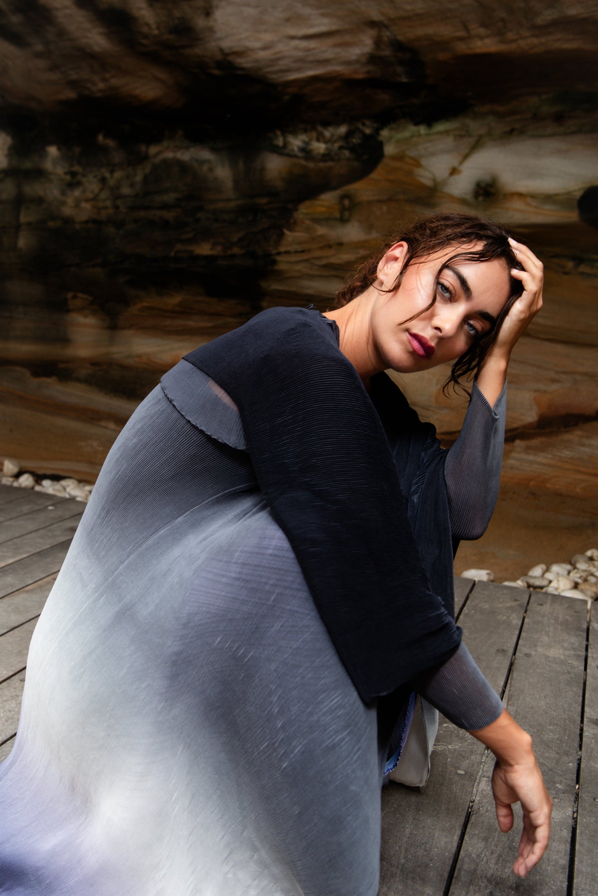 Alquema Jet To Blanc Estrella Dress &amp; Collare Coat