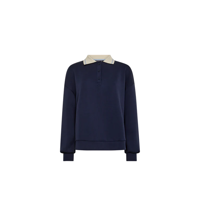 Mos Mosh Vada Martime Blue Polo Sweatshirt