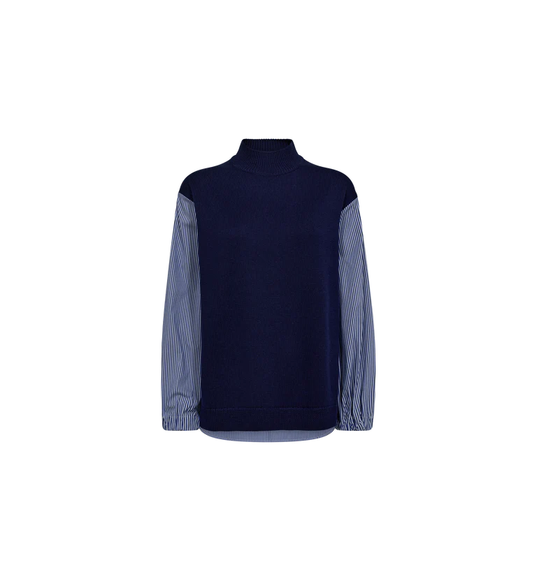 Mos Mosh Juella Maritime Blue Knitted Shirt Top