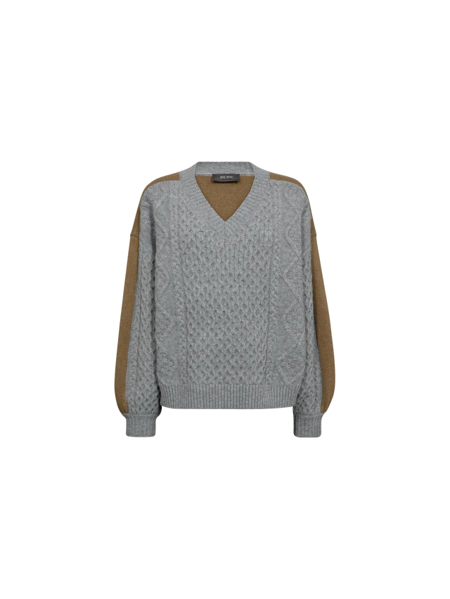 Mos Mosh Grey Melange Ottii V Neck Sweater