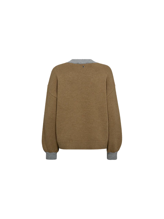 Mos Mosh Grey Melange Ottii V Neck Sweater