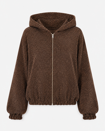 Access Fashion Access Fashion Lurex Hooded Coffee Jacke