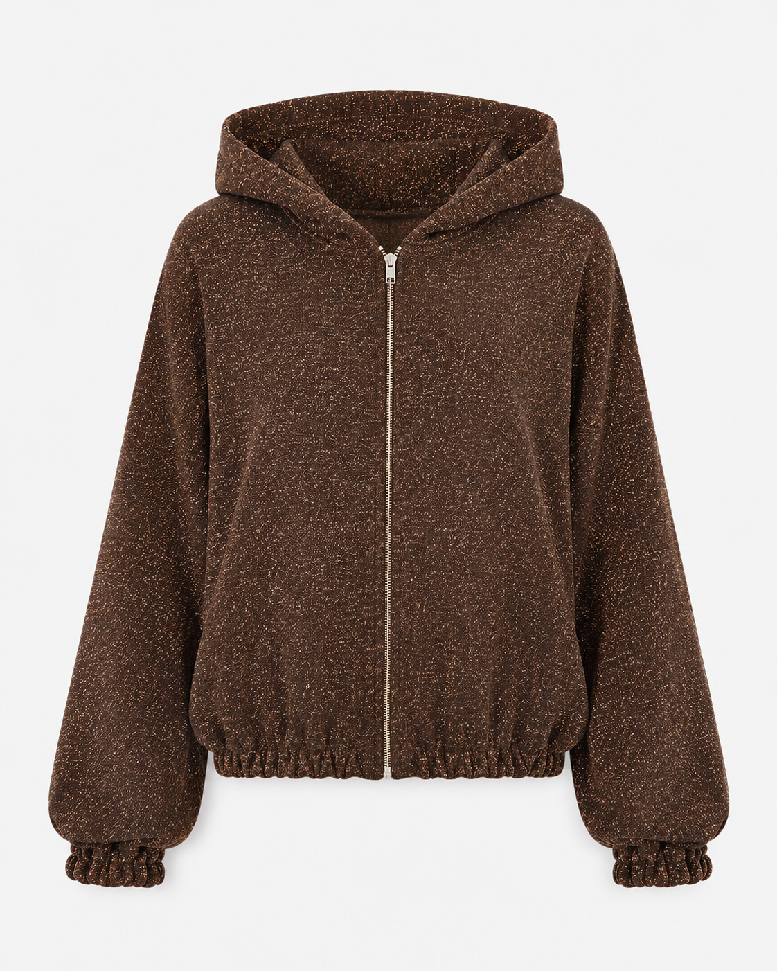 Access Fashion Access Fashion Lurex Hooded  Coffee Jacket
